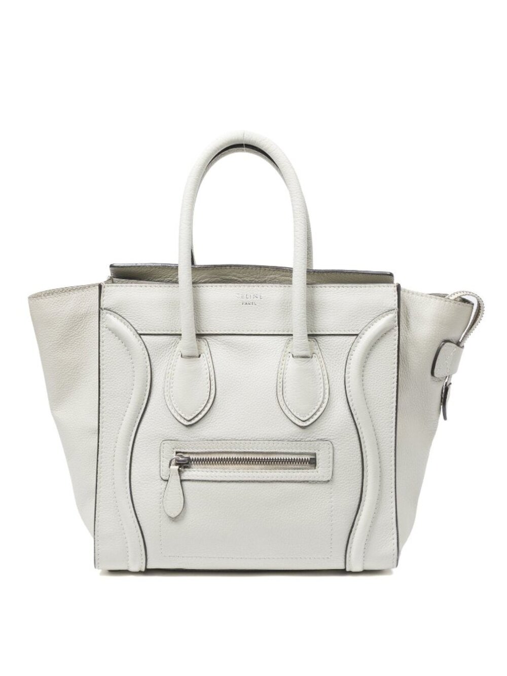 Celine Micro Luggage White Grain Calfskin Leather Handbag